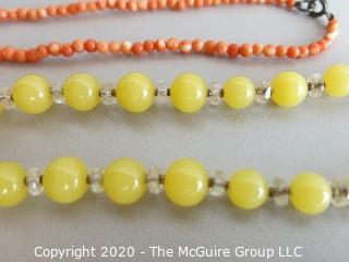 Group of 3 Necklaces including Natural Coral Bead Necklace
