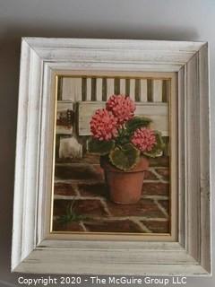 Framed Oil on Canvas Flowers in Pot  Signed by Artist - Emmy Clay