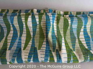 Mid Century Decorators Fabric Barkcloth in Blue Green Pattern 42"X 126" in 2 Pieces 