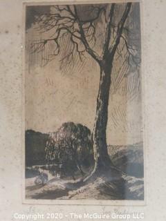 Framed Signed Lithograph of Tree 