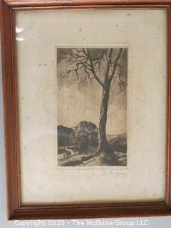 Framed Signed Lithograph of Tree 