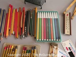 Group of Pencils and Desk Items