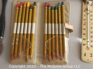 Group of Pencils and Desk Items