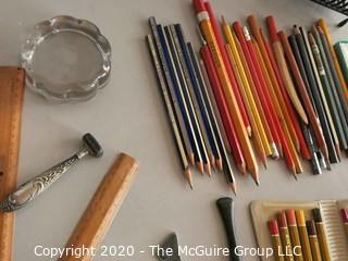 Group of Pencils and Desk Items