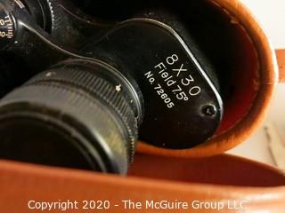 Group of Desk Items including Binoculars