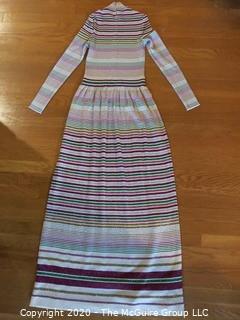 Francesca for Damon Retro Striped Long Sleeved Gown