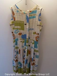 Vintage Ladies Sundress with Belt - French Script