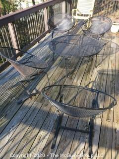 Vintage Black Wrought Iron Garden Table and 4 Chairs (yellow chair photo has been removed as of 13:15 pm on 1/30/2020) 