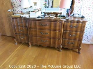 French Provincial Triple Chest of (9) Drawers; 74" x 20" x 33" tall