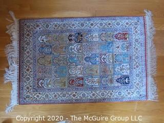 Hereke Hand Woven Silk on Silk Area Rug; 29 x 52"