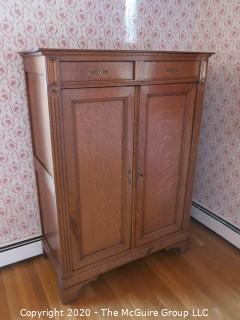 Two Drawer over Two Door European Oak Wardrobe Cabinet; with key; 42 1/2" wide x 20" deep x 59" tall