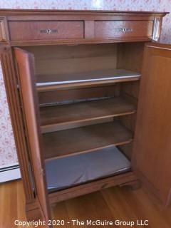 Two Drawer over Two Door European Oak Wardrobe Cabinet; with key; 42 1/2" wide x 20" deep x 59" tall