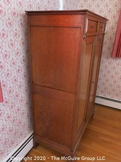 Two Drawer over Two Door European Oak Wardrobe Cabinet; with key; 42 1/2" wide x 20" deep x 59" tall