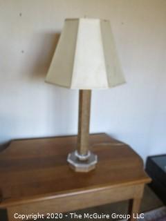 Mid Century Modern MCM Table Lamp on Lucite and Grass Cloth Base 