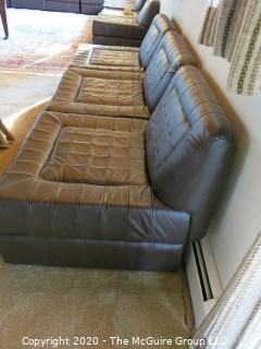 Leather Sectional Seating - NOTE: THIS LOT IS COMPRISED OF (2) LEATHER SECTIONALS} each chair sectional is 27" x 30" x 14" tall