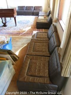 Leather Sectional Seating - NOTE: THIS LOT IS COMPRISED OF (2) LEATHER SECTIONALS} each chair sectional is 27" x 30" x 14" tall