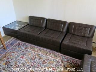 Leather Sectional Seating - NOTE: THIS LOT IS COMPRISED OF (2) LEATHER SECTIONALS} each chair sectional is 27" x 30" x 14" tall