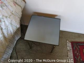 Metal End Table with mirror insert; 14 x 14 x 14"