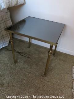 Metal End Table with mirror insert; 14 x 14 x 14"