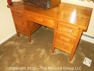 Oak Office Desk with 7 Drawers; 30" x 54" x 30" tall