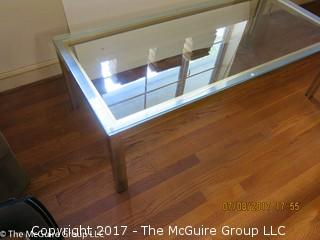 Modern Chrome and Glass Coffee Table; 24 x 51 x 20 1/2T