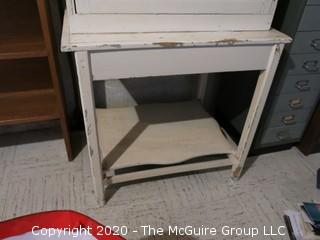 White Distressed Cabinet on Table; 28w x 19"d x 46 1/2" tall