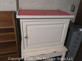 White Distressed Cabinet on Table; 28w x 19"d x 46 1/2" tall