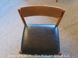 Danish Mid Century MCM Dining Table (35" x 55" x 28 3/4" tall) and Set of 6 Matching Chairs (29 3/4" tall x 20" wide at front and 17" high at seat); (Note: 1 chair has a leg in need of reattachment)  