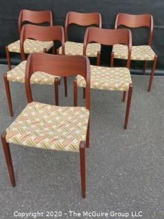 Set of (6) Danish No. 71 Chairs by Niels Otto Moller for J. L. Molle;  Mid Century Modern (MCM) 