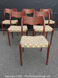 Set of (6) Danish No. 71 Chairs by Niels Otto Moller for J. L. Molle;  Mid Century Modern (MCM) 