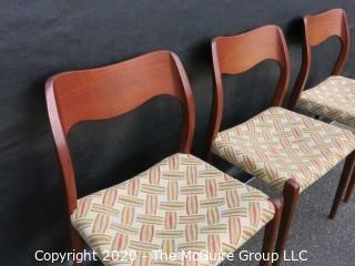 Set of (6) Danish No. 71 Chairs by Niels Otto Moller for J. L. Molle;  Mid Century Modern (MCM) 