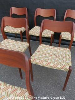 Set of (6) Danish No. 71 Chairs by Niels Otto Moller for J. L. Molle;  Mid Century Modern (MCM) 