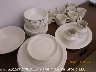 Collection of ceramic dinnerware, including creamer and sugar; made in England 