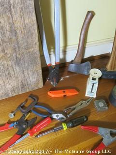 Collection of Tools and large wooden block