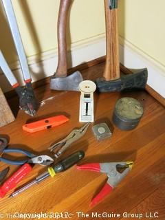 Collection of Tools and large wooden block