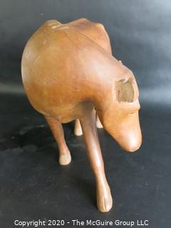 Hand Carved Wooden Ox Figurine - As is Broken Horn - Measures approximately 10" tall and 22" long