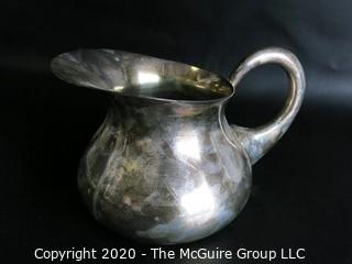 Silver Plated Pitcher, measures approximately 5" tall and 4" wide; hallmark on base