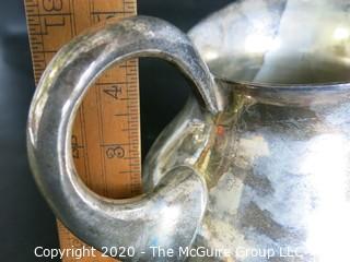 Silver Plated Pitcher, measures approximately 5" tall and 4" wide; hallmark on base