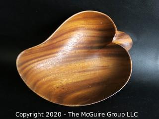 Four Hand Carved Wooden Leaf Shaped Bowls.  Made by Hibiscus 