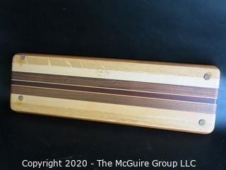 Artisan Made Hardwood Cheese Board made by David Levy of Davis CA, Signed. Measures approximately 19" by 6"