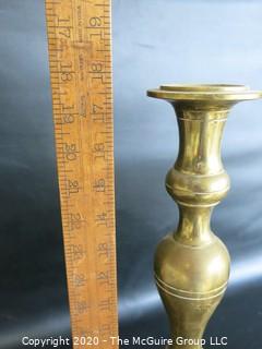 Group of Assorted Brass Candlesticks, Bowls and one Alabaster Candle Stick