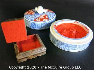 Chinese Carved Stone Seal with Lidded Pot of Seal Paste