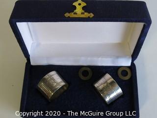 Pair of Silver Plate Napkin Rings in Presentation Box.  