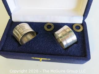 Pair of Silver Plate Napkin Rings in Presentation Box.  