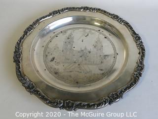 Two Sterling Silver Serving Trays, one marked Wallace Sterling. Together they weigh approximately 975 grams.