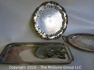 Group of Three Silver Plated Serving Trays