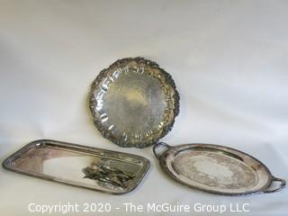 Group of Three Silver Plated Serving Trays