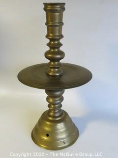 Large Brass Candle Holder.  Measures approximately 21" tall