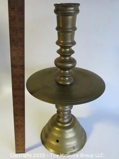 Large Brass Candle Holder.  Measures approximately 21" tall