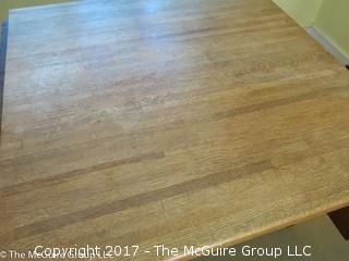 Butcher block drop leaf dining table (with ends down 36 x 36 x 28 1/2T; each wing 18")